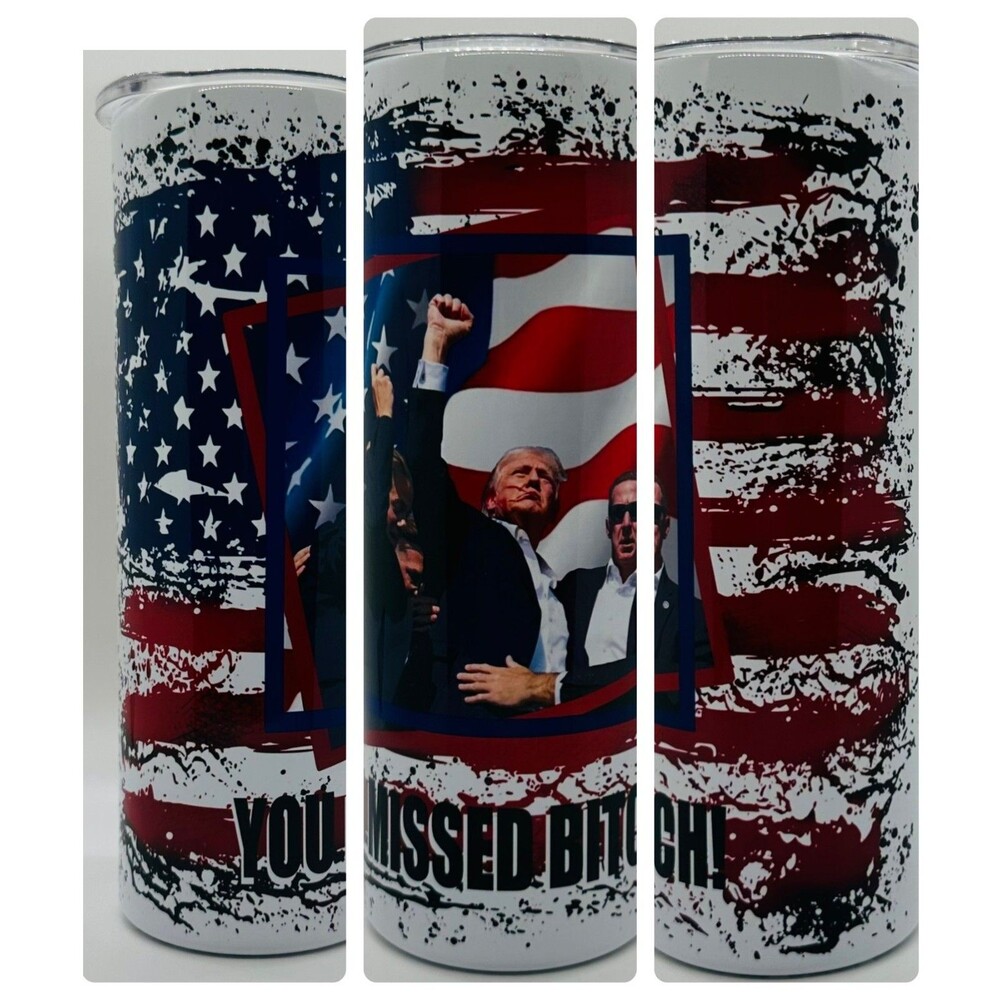 NEW Trump-You Missed 20 oz. Stainless Steel Tumbler w/Straw Set & Silicone Tip